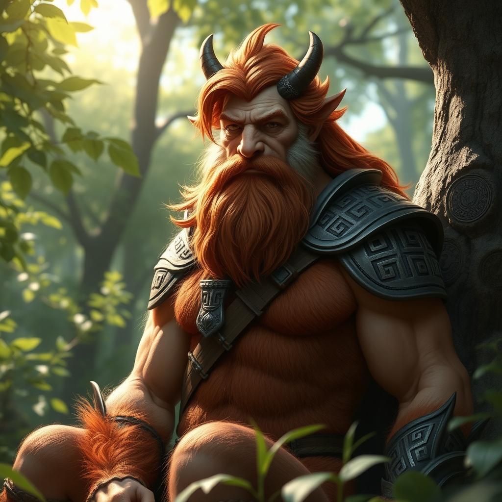 A fantasy character of an older male centaur inspired by ancient Greek mythology