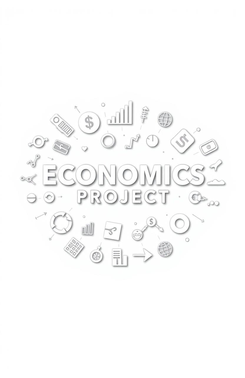 A beautifully designed title page for an economics project featuring the title 'ECONOMICS PROJECT' prominently centered in bold, stylish font