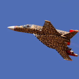 aerial view leopard-like jet fighter in the sky