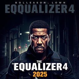 A powerful movie poster for 'The Equalizer 4 (2025),' featuring Denzel Washington in his iconic role as Robert McCall