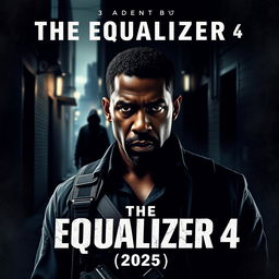 A powerful movie poster for 'The Equalizer 4 (2025),' featuring Denzel Washington in his iconic role as Robert McCall