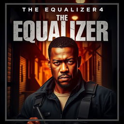 A powerful movie poster for 'The Equalizer 4 (2025),' featuring Denzel Washington in his iconic role as Robert McCall