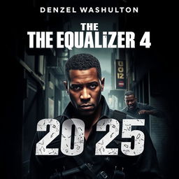 A powerful movie poster for 'The Equalizer 4 (2025),' featuring Denzel Washington in his iconic role as Robert McCall