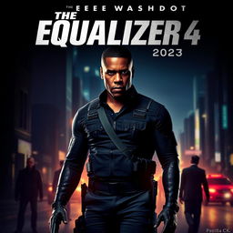 A striking movie poster for 'The Equalizer 4 (2025),' featuring Denzel Washington as Robert McCall