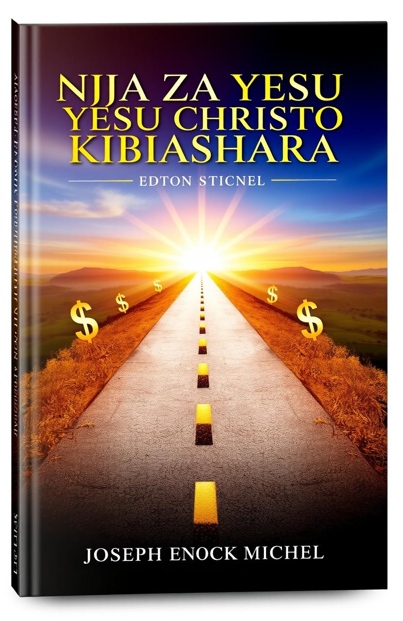 A stunning book cover design for 'NJIA ZA YESU KRISTO KIBIASHARA' by Joseph Enock Michael