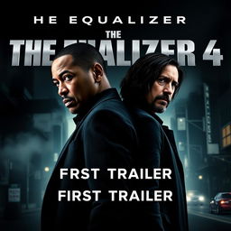 A dynamic promotional poster for 'The Equalizer 4 (2025)' featuring Denzel Washington and Keanu Reeves