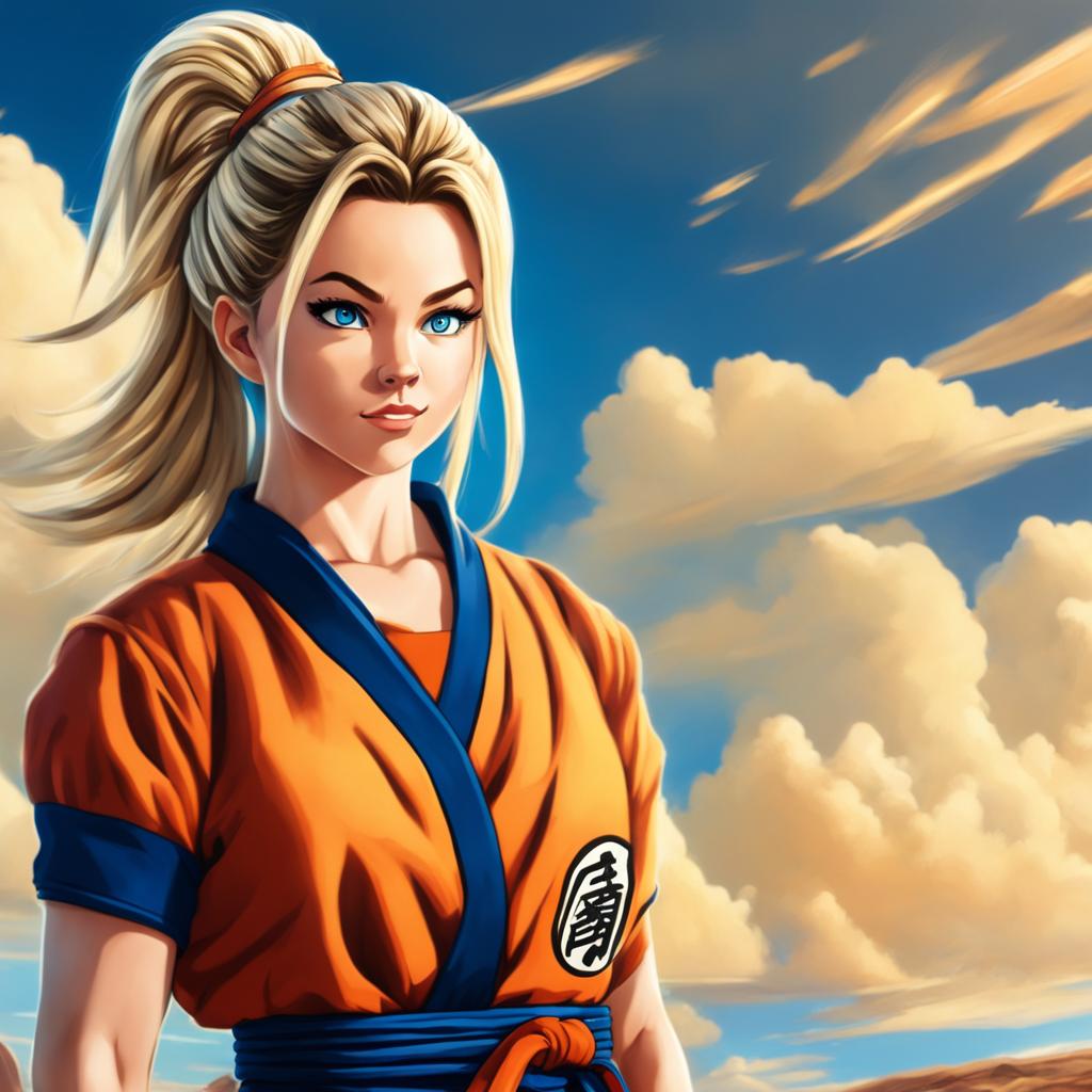 A high-quality digital art image depicting actress Sydney Sweeney as a Dragonball character