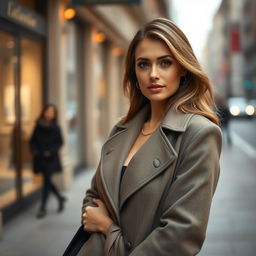 A beautiful European woman aged between 35 and 40 years, portrayed in a full-body pose