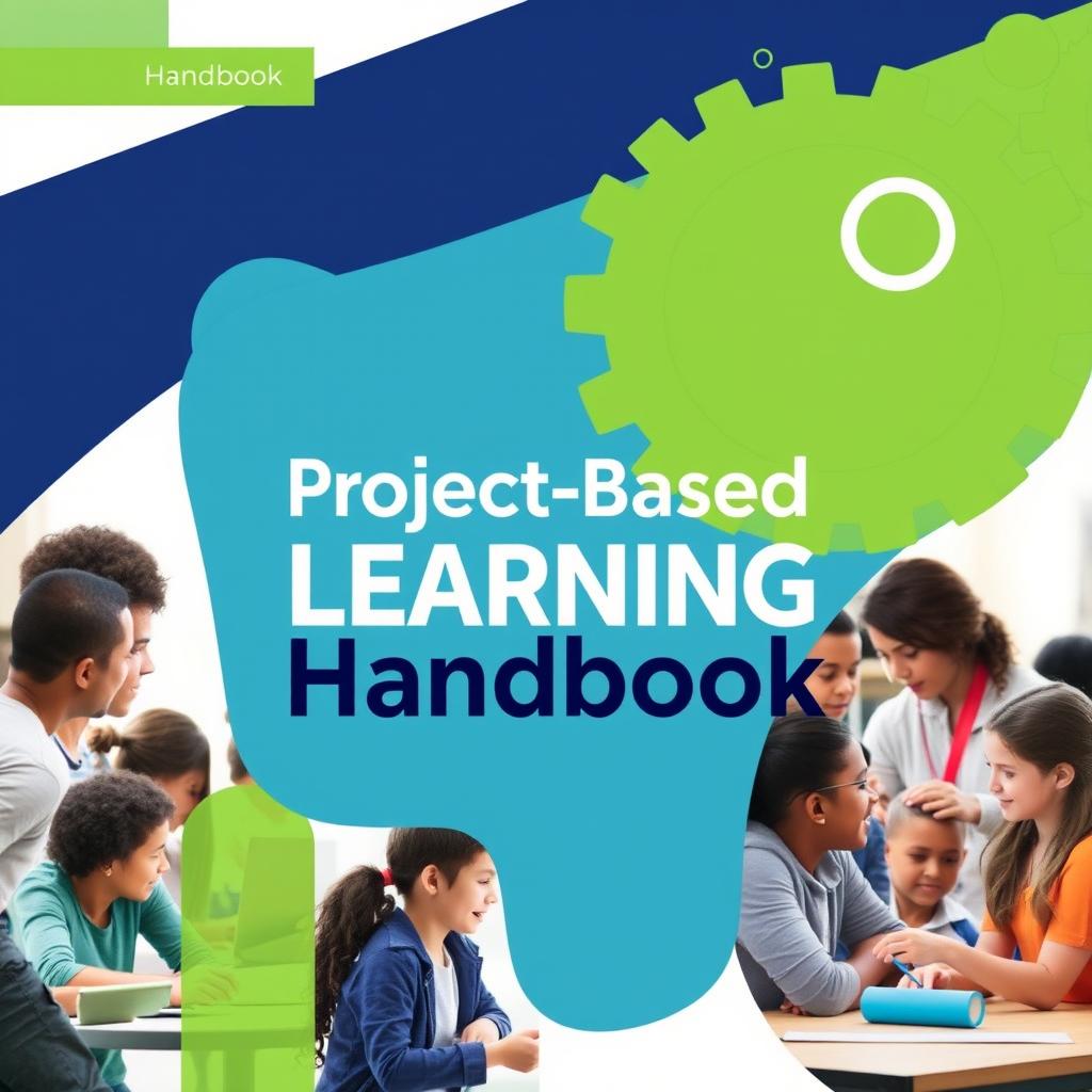 A professional handbook cover design for project-based learning, featuring an eye-catching abstract design that symbolizes creativity and innovation