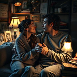 An intimate and emotional scene depicting a couple in love, capturing the essence of passion and romance despite their struggles with addiction
