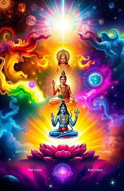 A visually stunning representation of the Cosmic Yugas, illustrating the Cycle of Four Yugas as described by Akshat Kumar