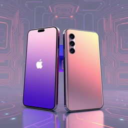 A futuristic smartphone design that combines features of the iPhone 16 and Samsung S24 Ultra