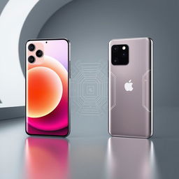 A futuristic smartphone design that combines features of the iPhone 16 and Samsung S24 Ultra