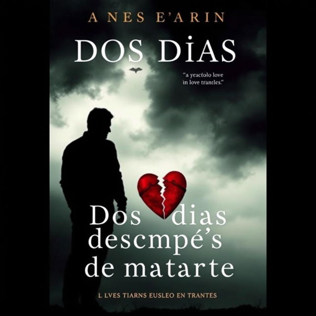 A dramatic and emotional book cover for a novel titled 'Dos días después de matarte', featuring a love triangle theme that ends in tragedy