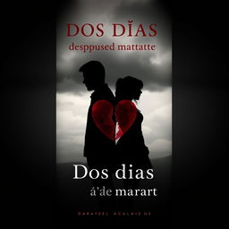 A dramatic and emotional book cover for a novel titled 'Dos días después de matarte', featuring a love triangle theme that ends in tragedy