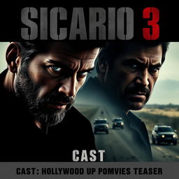An intriguing teaser poster for 'Sicario 3 (2024)', prominently featuring Josh Brolin and Benicio Del Toro