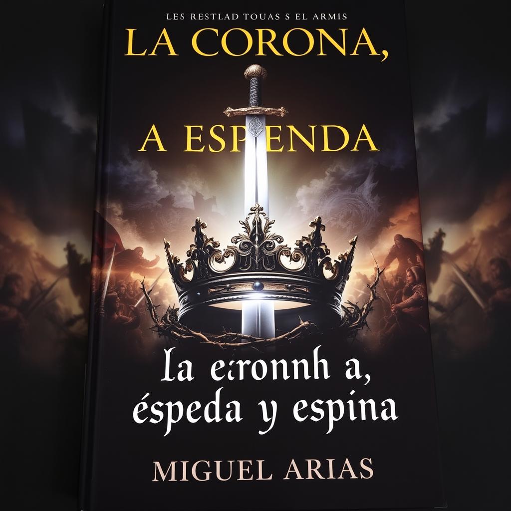 A captivating book cover featuring a majestic crown at the center, with a gleaming sword piercing through it