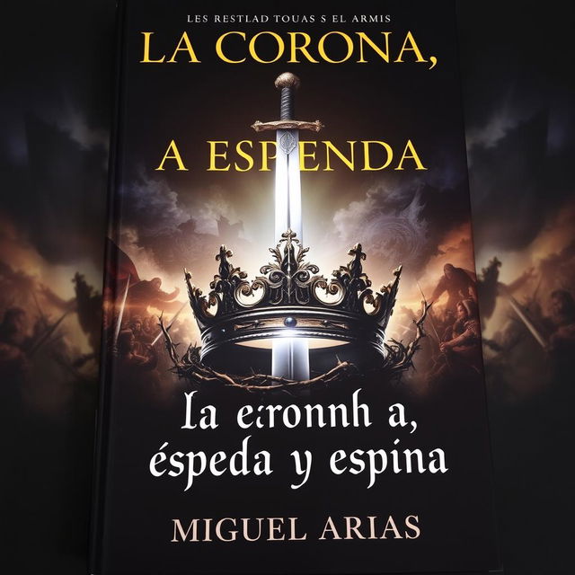 A captivating book cover featuring a majestic crown at the center, with a gleaming sword piercing through it