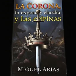 A stunning book cover showcasing a striking crown at the center, with a sharp sword piercing through it