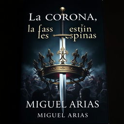 A stunning book cover showcasing a striking crown at the center, with a sharp sword piercing through it