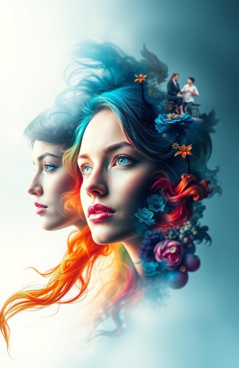 A visually stunning artwork featuring a blend of three elements: the first image, which exudes vibrant colors and dynamic textures, integrated harmoniously with two additional images that complement its aesthetics