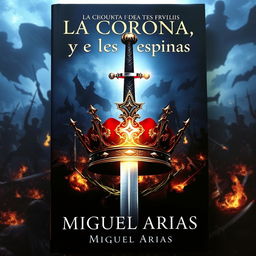 An eye-catching book cover measuring 512 x 800 pixels, prominently featuring a regal crown at the center, with a shimmering sword thrusting through it