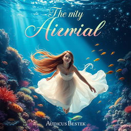 A captivating book cover design featuring an enchanting underwater scene