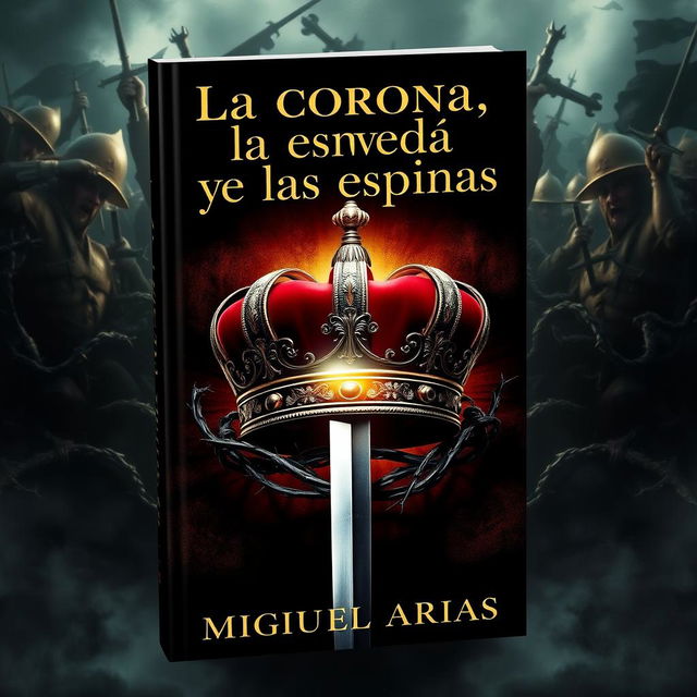 An engaging book cover measuring 512 x 800 pixels, featuring a regal crown prominently at the center, with a gleaming sword piercing through it