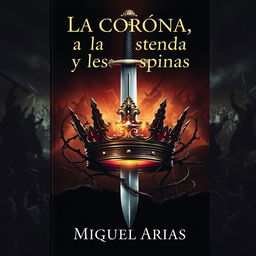 An engaging book cover measuring 512 x 800 pixels, featuring a regal crown prominently at the center, with a gleaming sword piercing through it