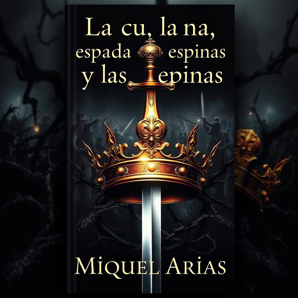 An engaging book cover measuring 512 x 800 pixels, featuring a regal crown prominently at the center, with a gleaming sword piercing through it