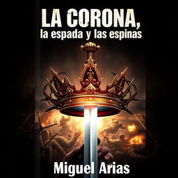 An engaging book cover measuring 512 x 800 pixels, featuring a regal crown prominently at the center, with a gleaming sword piercing through it