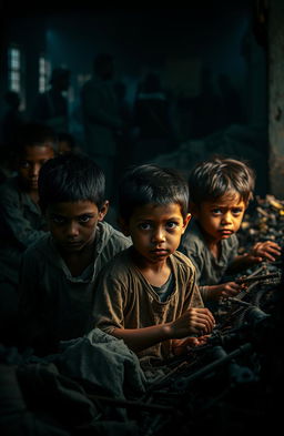 An impactful and thought-provoking artistic representation of child labor and exploitation
