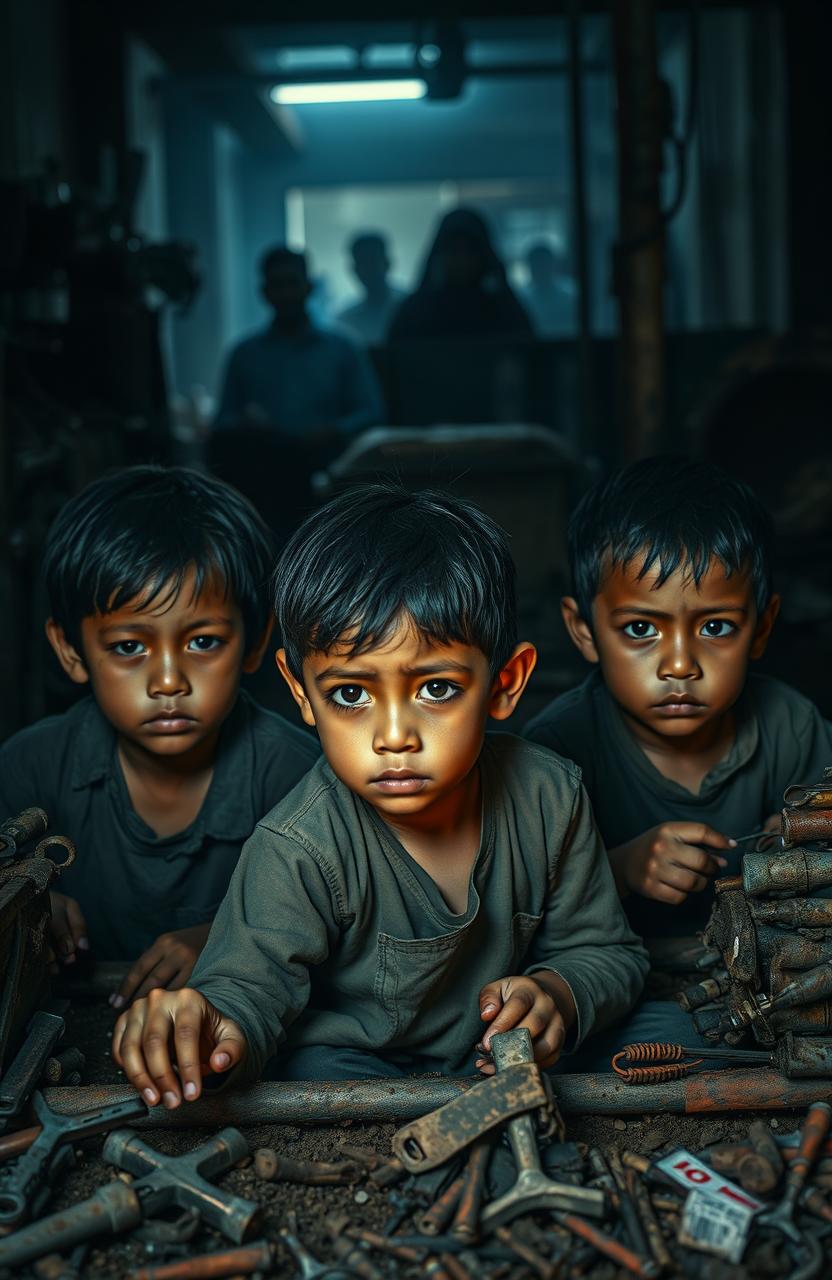 An impactful and thought-provoking artistic representation of child labor and exploitation