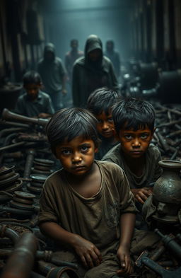 An impactful and thought-provoking artistic representation of child labor and exploitation