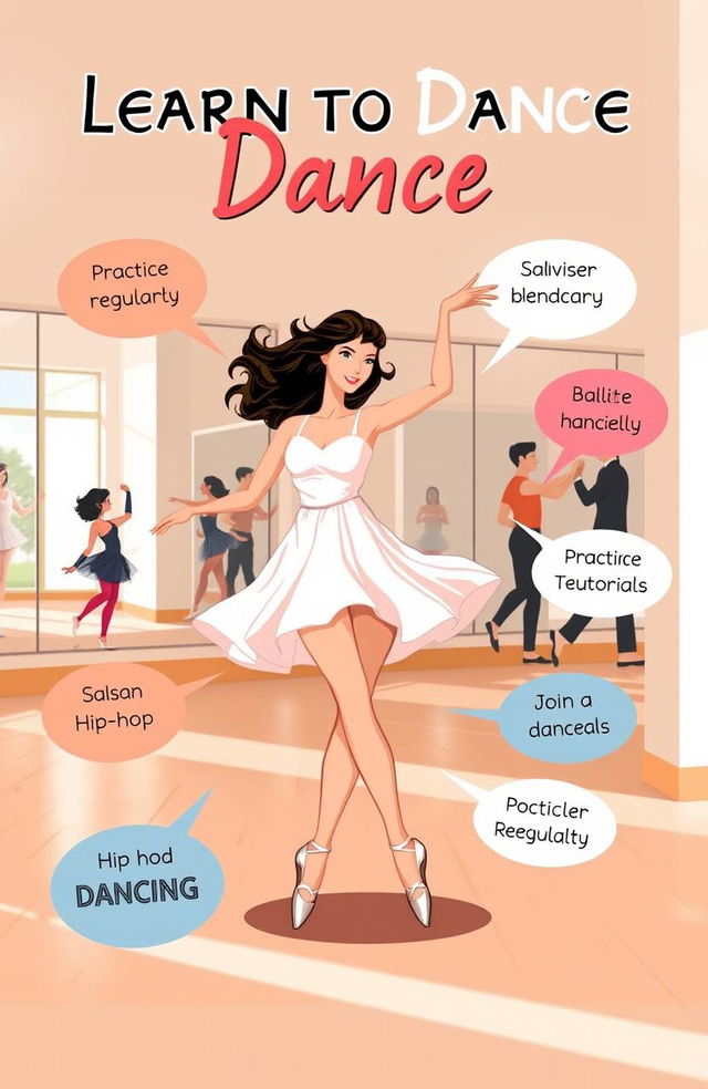 A visually engaging and informative illustration representing the journey of learning to dance