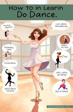 A visually engaging and informative illustration representing the journey of learning to dance