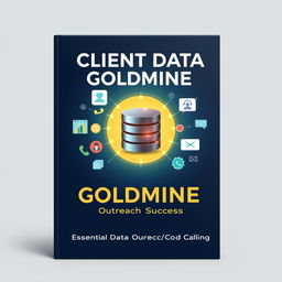 An eye-catching eBook cover design for a digital product titled 'Client Data Goldmine: Unlock Outreach Success'