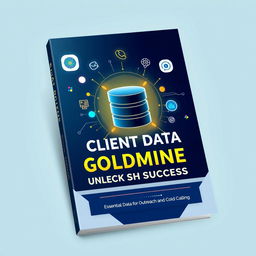 An eye-catching eBook cover design for a digital product titled 'Client Data Goldmine: Unlock Outreach Success'