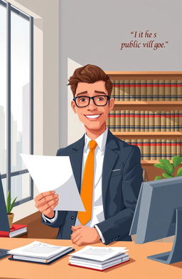 A conceptual illustration of a public servant, depicted as a professional individual in a modern office setting