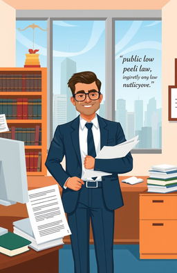 A conceptual illustration of a public servant, depicted as a professional individual in a modern office setting