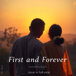 A romantic scene depicting a South Indian couple enjoying a beautiful sunrise together