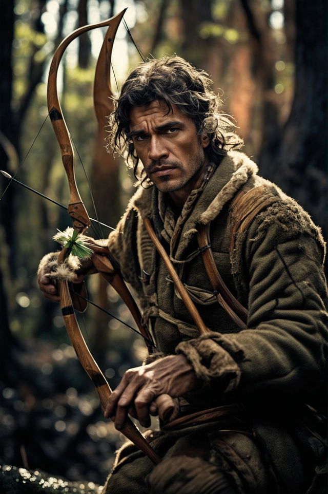 This is a high-definition photograph featuring a hunter, or 'the hun', in a forest setting