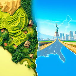 A divided cover design featuring the map of Laos seamlessly blending into the map of the USA
