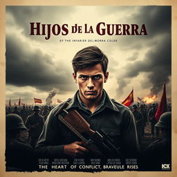 A dramatic and striking movie poster for a film titled 'Hijos de la Guerra' which translates to 'Sons of the War'