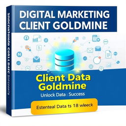 An eye-catching eBook cover design for a digital product titled 'Digital Marketing Client Data Goldmine: Unlock Outreach Success'