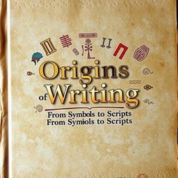 A captivating book cover for the title "Origins of Writing" with the subtitle "From Symbols to Scripts: Uncovering the Origins of Writing Systems"