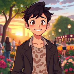 A detailed illustration of a character named Cully, who is a charming young adult with a warm smile and engaging personality