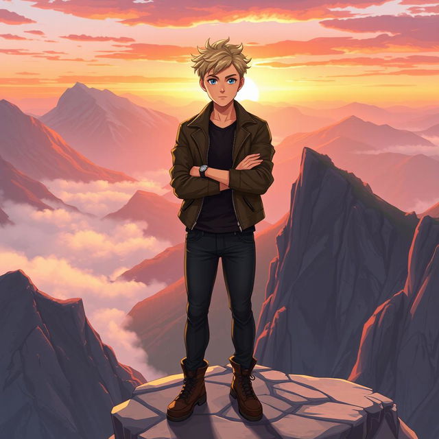 A striking illustration of a character named Cade, who is an adventurous young adult with a confident demeanor