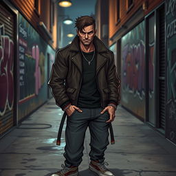 A character named Logan, depicted as a modern gangster