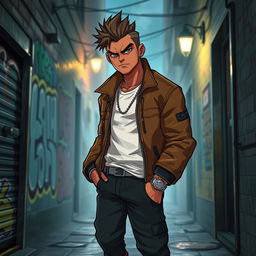 A character named Logan, depicted as a modern gangster